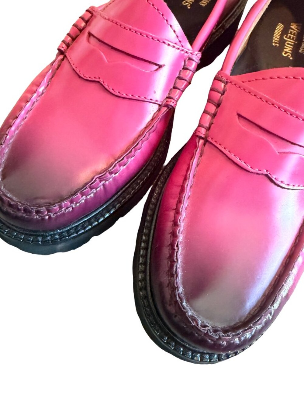 G.H. Bass Weejuns Originals Whitney Candy Lug Loafers Shoes Bright Pink Size 8.5 - Picture 5 of 12